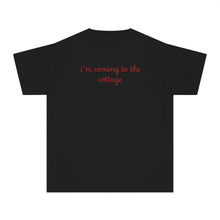 Load image into Gallery viewer, Baby Tee— “i'm coming to the cottage” Red Script Small Fitting Shirt